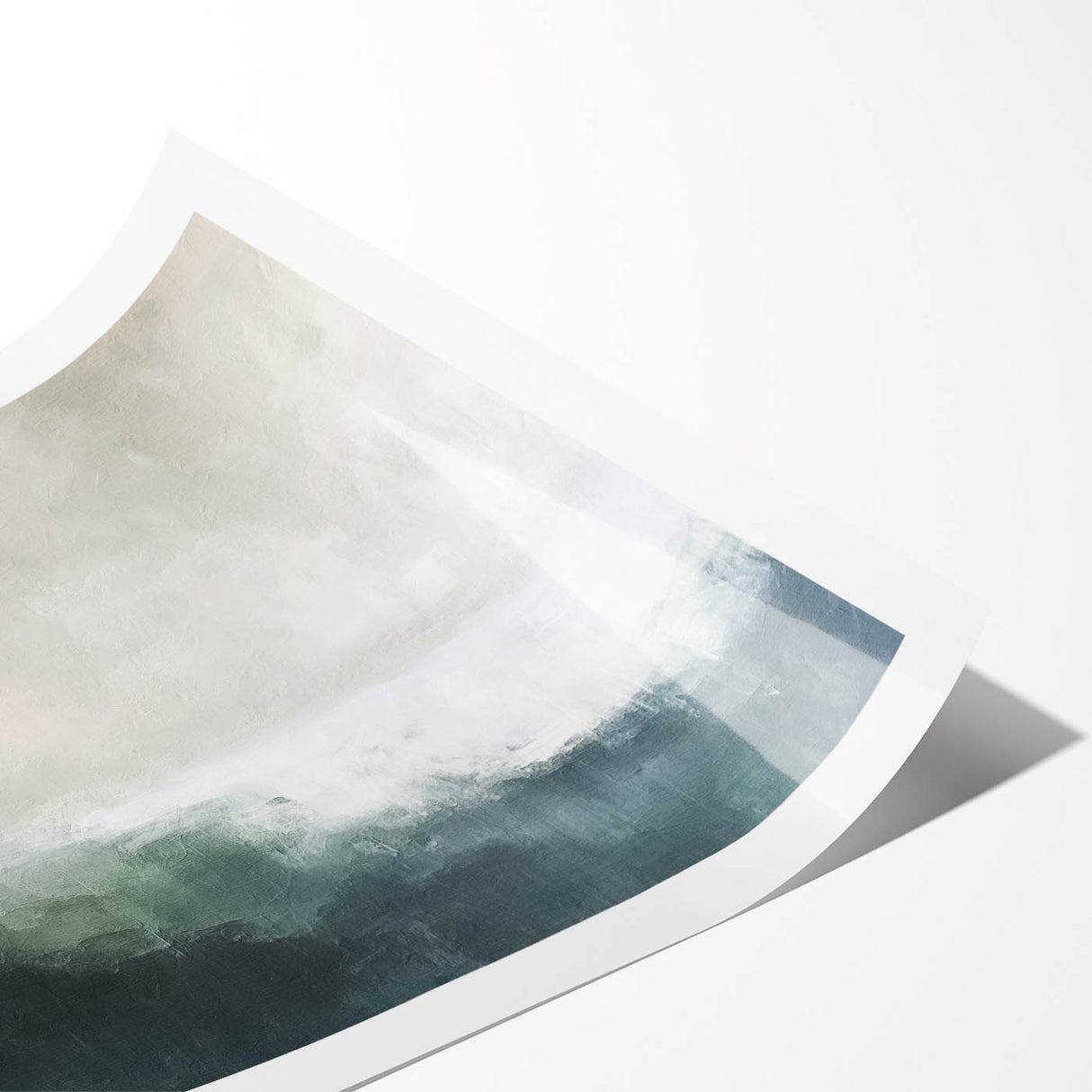 Abstract landscape wall art print showcasing vibrant colors and fluid shapes, rolled and ready for display, perfect for modern home decor.