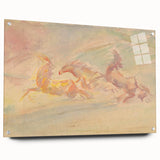 Expressionist Art: Galloping Horses on Pastel Canvas - Modern Elegance