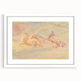 Expressionist Art: Galloping Horses on Pastel Canvas - Modern Elegance