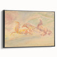 Expressionist Art: Galloping Horses on Pastel Canvas - Modern Elegance