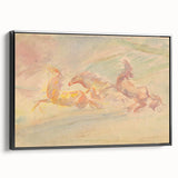 Expressionist Art: Galloping Horses on Pastel Canvas - Modern Elegance