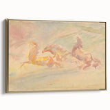 Expressionist Art: Galloping Horses on Pastel Canvas - Modern Elegance