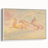 Expressionist Art: Galloping Horses on Pastel Canvas - Modern Elegance