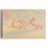 Expressionist Art: Galloping Horses on Pastel Canvas - Modern Elegance