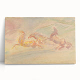 Expressionist Art: Galloping Horses on Pastel Canvas - Modern Elegance