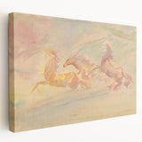 Expressionist Art: Galloping Horses on Pastel Canvas - Modern Elegance