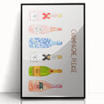 Large abstract wall art depicting food and drinks in mid-century modernist style, framed in black acrylic.