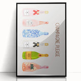 Large abstract wall art depicting food and drinks in mid-century modernist style, framed in black acrylic.