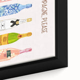Extra large black wall art featuring a close-up of colorful, textured food and drinks on a framed canvas.
