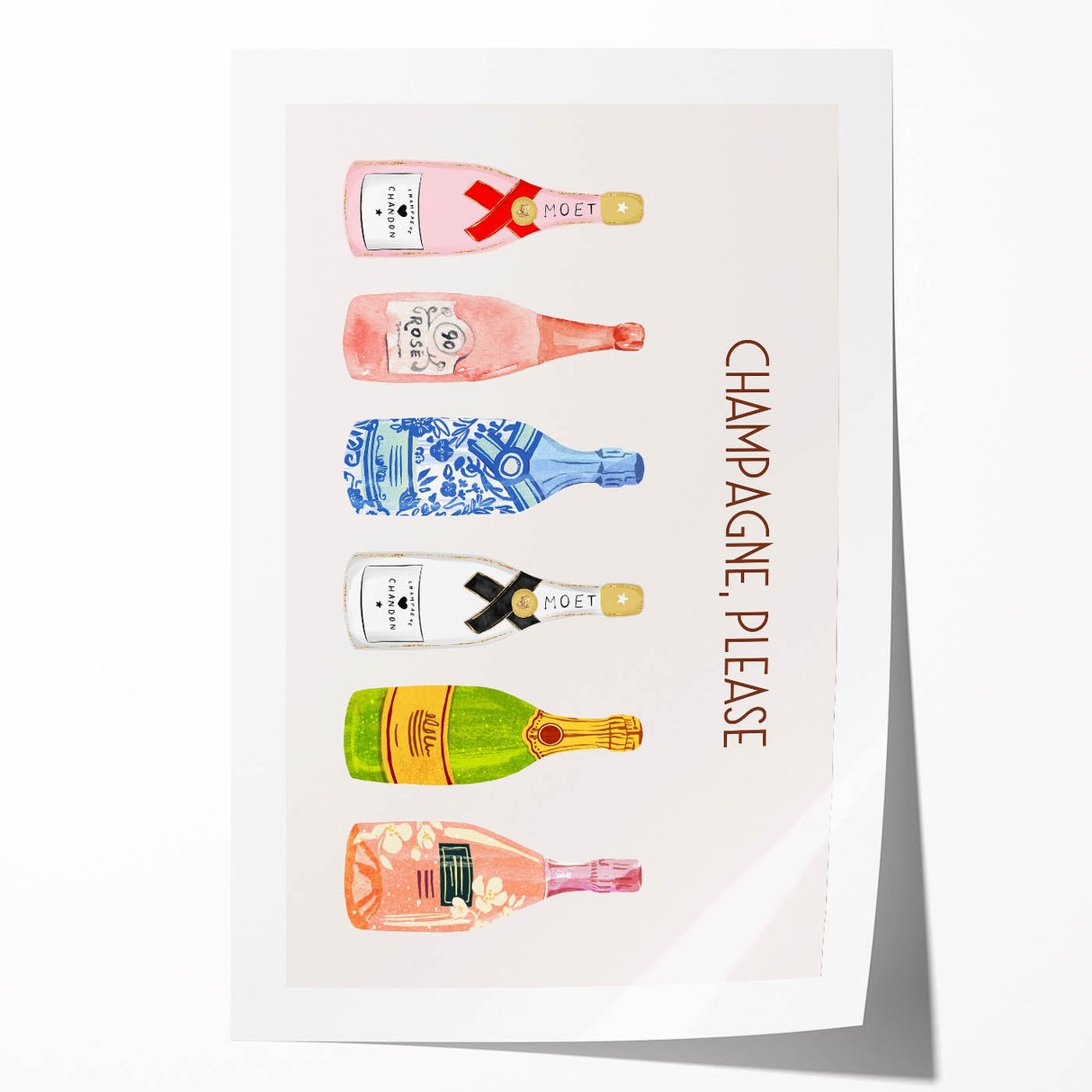 Extra large rolled print featuring a colorful floral design, ideal for art wall dining room or bathroom decor.