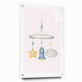 Kids Room Art Prints - Rocket & Star Mobile Nursery Wall Art