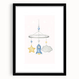 Kids Room Art Prints - Rocket & Star Mobile Nursery Wall Art
