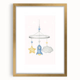 Kids Room Art Prints - Rocket & Star Mobile Nursery Wall Art