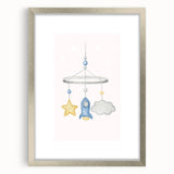 Kids Room Art Prints - Rocket & Star Mobile Nursery Wall Art