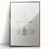 Kids Room Art Prints - Rocket & Star Mobile Nursery Wall Art