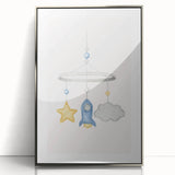 Kids Room Art Prints - Rocket & Star Mobile Nursery Wall Art