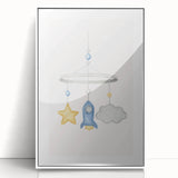 Kids Room Art Prints - Rocket & Star Mobile Nursery Wall Art