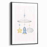 Kids Room Art Prints - Rocket & Star Mobile Nursery Wall Art
