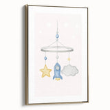 Kids Room Art Prints - Rocket & Star Mobile Nursery Wall Art