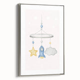 Kids Room Art Prints - Rocket & Star Mobile Nursery Wall Art