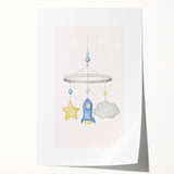 Kids Room Art Prints - Rocket & Star Mobile Nursery Wall Art