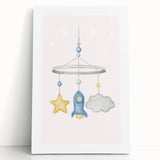 Kids Room Art Prints - Rocket & Star Mobile Nursery Wall Art