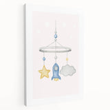 Kids Room Art Prints - Rocket & Star Mobile Nursery Wall Art