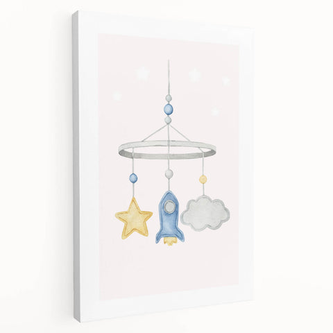Kids Room Art Prints - Rocket & Star Mobile Nursery Wall Art