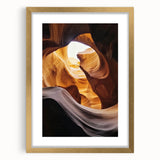 Elegant gold-framed landscape artwork featuring vast canyons under a clear blue sky, accentuated with a white mat for added depth and sophistication. Perfect for enhancing home decor with a touch of nature-inspired beauty.