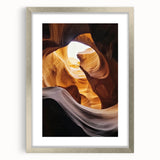 Framed landscape print showcasing a vibrant canyon scene with a silver mat, perfect for home decor. Ideal for nature lovers and modern interiors.