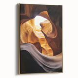 Framed canvas art depicting a stunning landscape of canyons with rich earthy tones, featuring a luxurious gold frame, perfect for enhancing home decor. Ideal for nature lovers and art enthusiasts looking to add elegance to their space.