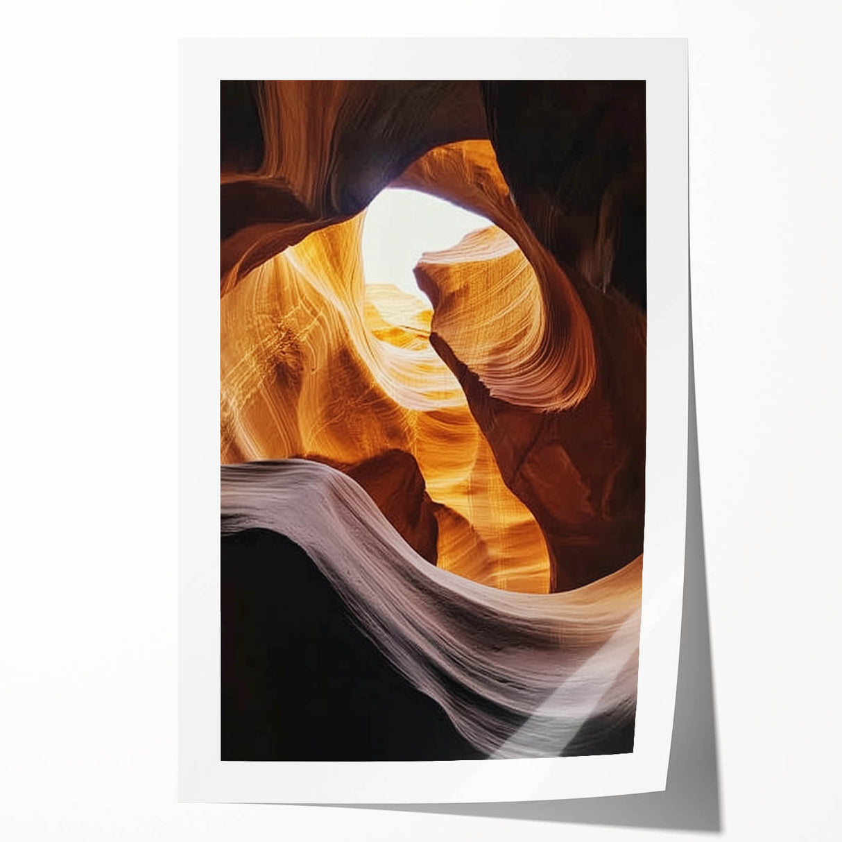 Stunning landscape print showcasing vibrant canyons with rich earthy tones, expertly rolled for easy display, perfect for home decor enthusiasts seeking nature-inspired art.