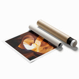 Vibrant rolled landscape print showcasing majestic canyons with rich earthy tones, rolled for easy transport and display in your home or office decor.