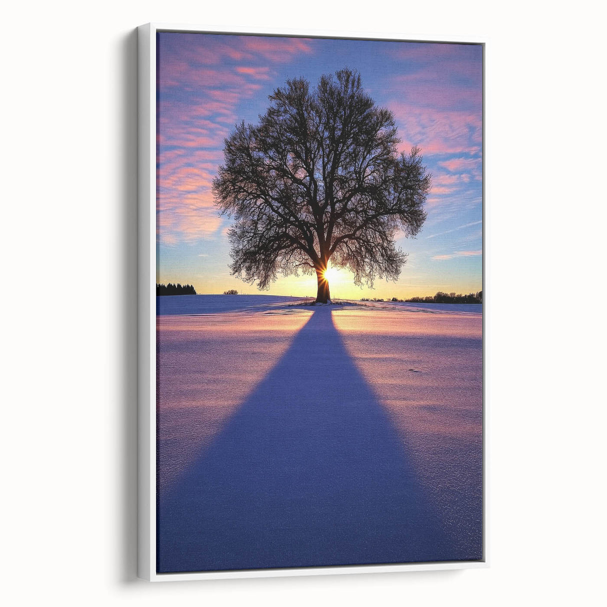 Framed canvas wall art depicting serene countryside landscapes, featuring vibrant greens and soft blues, designed to enhance home decor with natural beauty.