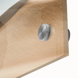 Close-up of a vibrant desert landscape acrylic glass artwork showcasing warm tones of orange and yellow, highlighting intricate details and textures, perfect for modern home decor.