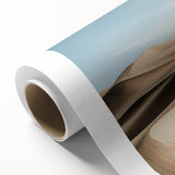 Desert landscape rolled canvas art showcasing vibrant sunset hues over sand dunes, elegantly displayed in a durable cardboard tube for safe storage.