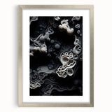 Textured abstract art print in neutral tones, framed in silver, ideal for modern bedroom ambiance.