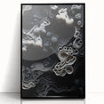 Large abstract wall art in black and white, framed acrylic print, suitable for modern art wall decor.