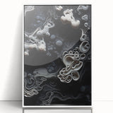 Acrylic print of modern art featuring art deco elements in white and gray tones, suitable for nursery wall decor.