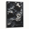Black and white landscape art painting on framed canvas, featuring natural close-ups, ideal for bedroom wall decor.