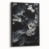 Black and white landscape art painting on framed canvas, featuring natural close-ups, ideal for bedroom wall decor.
