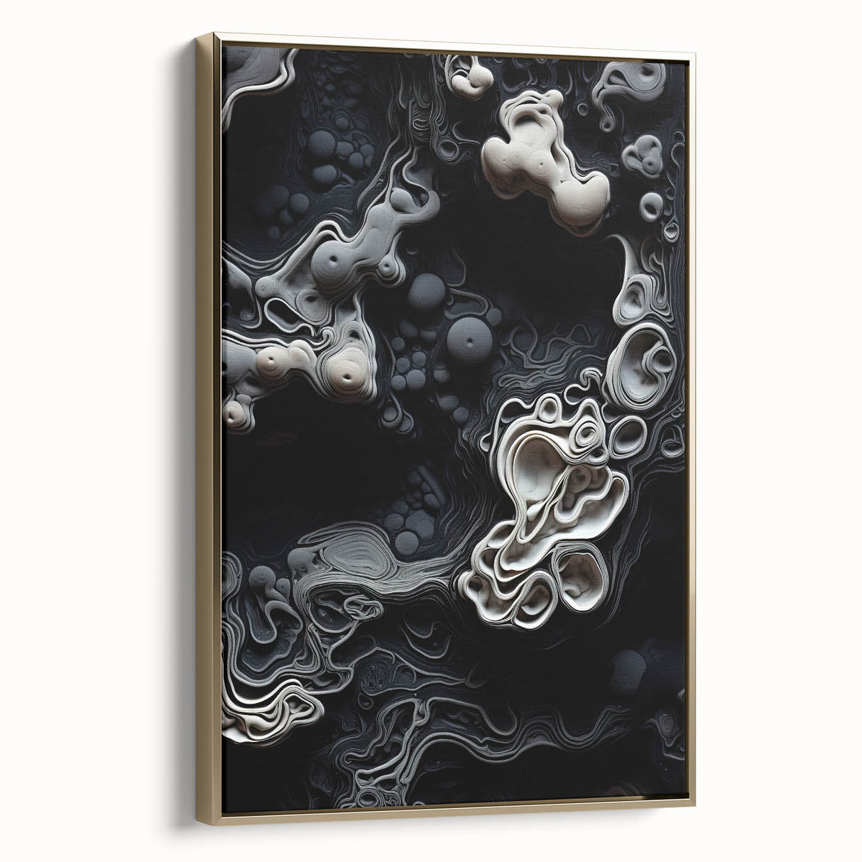 Framed canvas featuring a close-up landscape painting in muted earth tones, ideal for bedroom wall art.