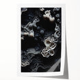 Close-up floral art on rolled print, featuring soft pastel colors, ideal for dining room or bathroom decor.