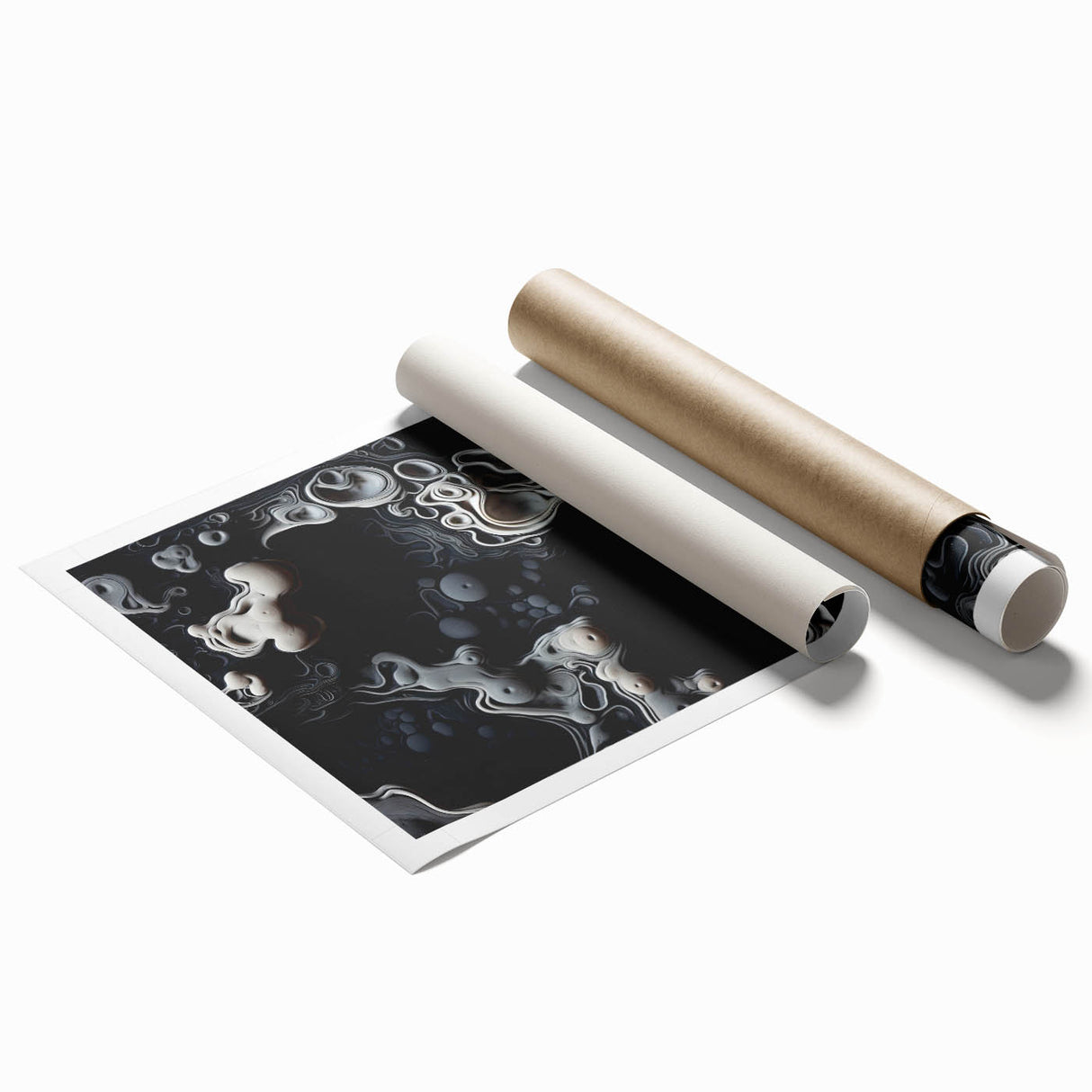 Extra large rolled print of a close-up floral design in natural colors, ideal for classy bathroom wall art.