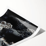 Extra large wall art featuring line art flowers in black on a white background, ideal for large living room decor.