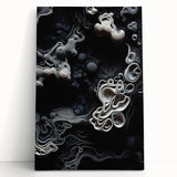 Black and white close-up photo of natural elements on stretched canvas, ideal for kitchen wall art.