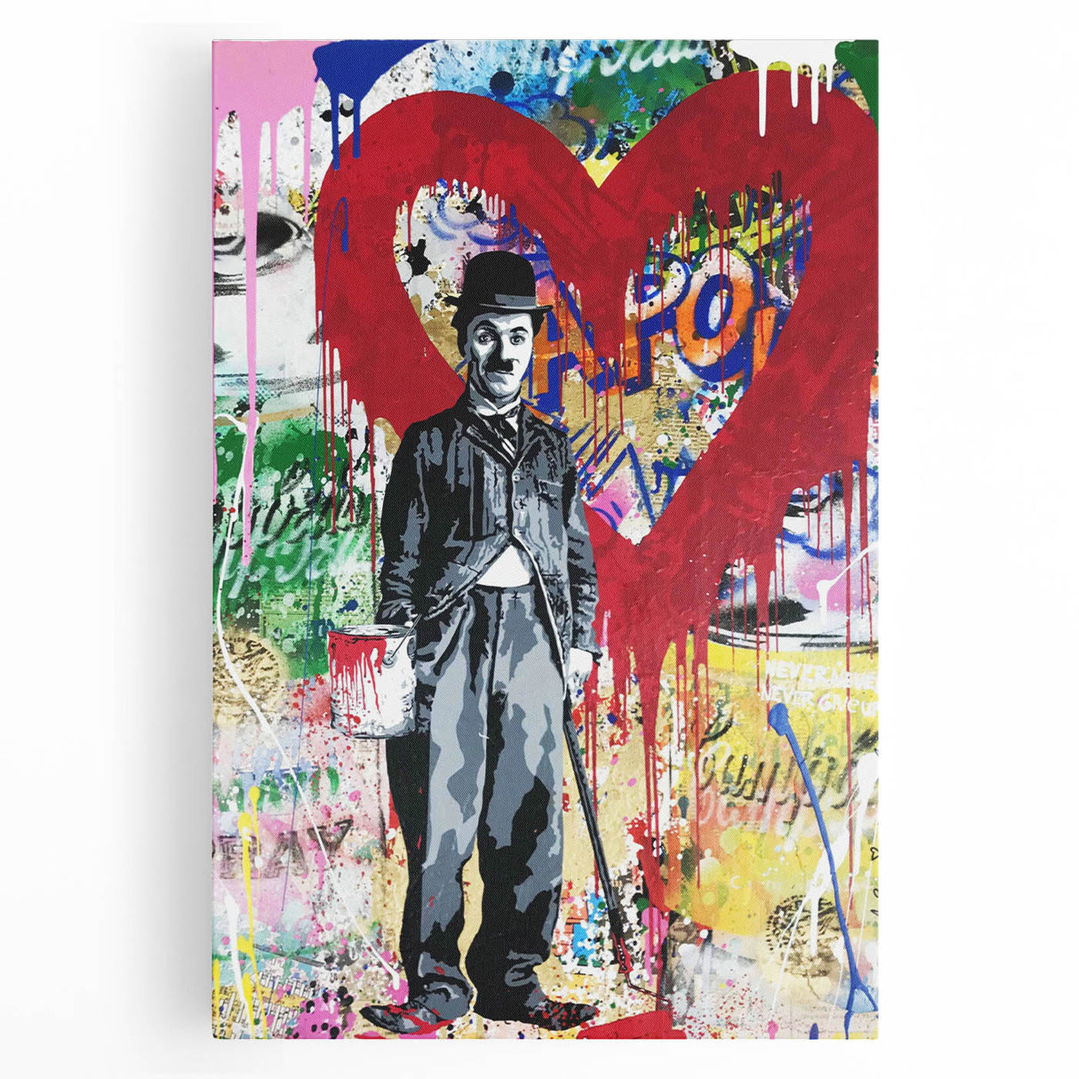 Vibrant Pop Art Wall Art – Colorful Charlie Chaplin Canvas