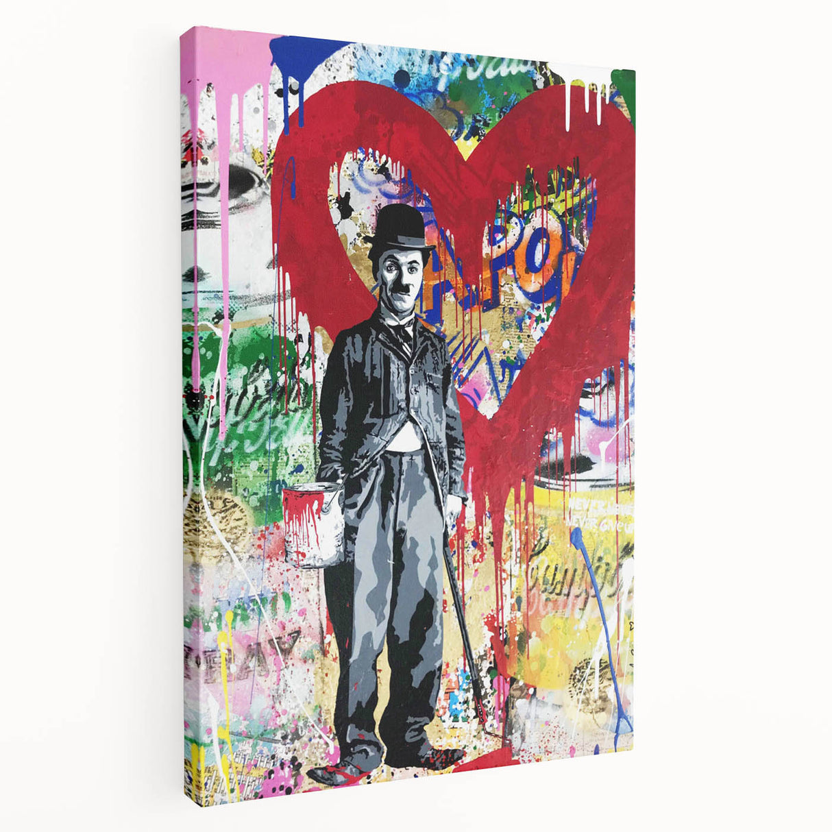 Vibrant Pop Art Wall Art – Colorful Charlie Chaplin Canvas