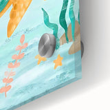 Floral Sea Turtle Nursery Art - Acrylic Baby Room Print