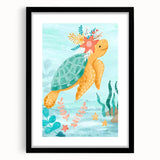 Floral Sea Turtle Nursery Art - Acrylic Baby Room Print